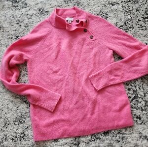 J. Crew Button Pullover Sweater Womens XS Pink Acrylic Blend Preppy Cottage Core